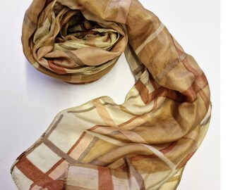 Nuno silk scarf / Pure silk scarf / Nuno Felting / Rainbow / Landscape / Silk scarf gift / felting scarf / Ombre silk scarf