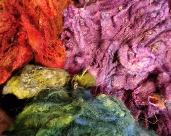 50g Bright Rainbow BFL Locks / Rainbow Unicorn /  Hand Dyed / Halloween / Felting / Gift / Spinning / Fibre Gift / PLASTIC-FREE packaging