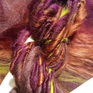 Dracula 'Jonathan Harker' Art Batt: Maroon, Green, and Auburn Spinning Fibre (50g) image 3