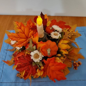Fall Candleholder, Floral Candle Holder, Flame Less Candle for Fall