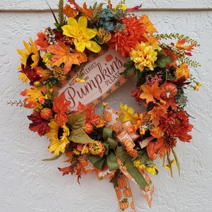 Pumpkin Thanksgiving Wreath: Farmhouse Grapevine Door Decor