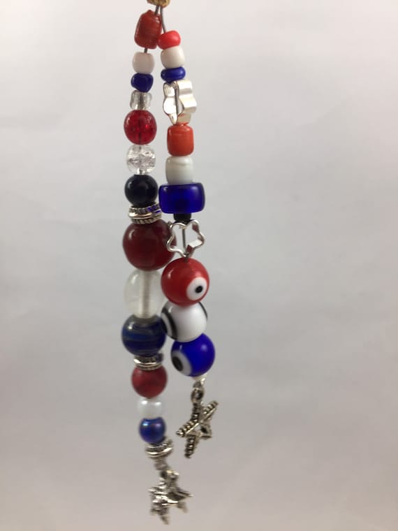 Pirate Beads Costume Hair Ornament Patriotic Red, White, Blue and