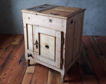 Vintage Ice Chest,cabinet,icebox,cabinet,wood cabinet,storage cabinet,chipped paint, white cabinet, kitchen cabinet,bathroom cabinet,storage