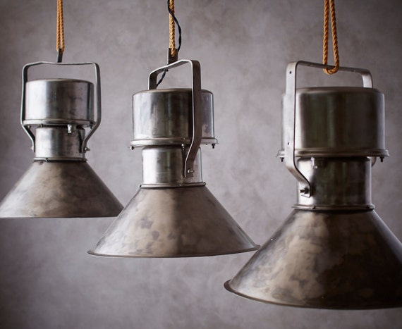 Vintage Industrial Light Brushed Metal Ceiling Light Etsy