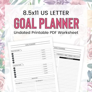 Printable Goal Planner – Minimalist Undated Goal Setting Worksheet for Productivity, Motivation & Personal Success