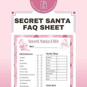 Secret Santa Questionnaire 8.5x11 Printable PDF Gift Exchange Friendsmas Office Christmas Party image 1