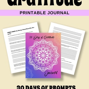 Printable Gratitude Journal Daily Reflection Positive Thinking Writing Pages with Prompts Mandala Coloring Pages 8.5x11 PDF image 1