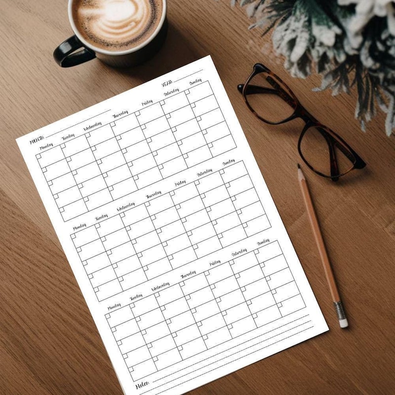 Free 5 Week Printable Calendar Etsy UK