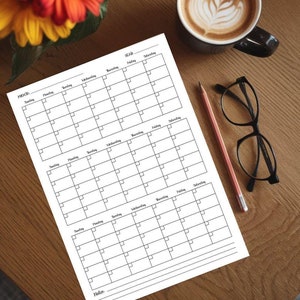 Calendario de 3 meses / Planificador imprimible / Tamaño carta de 8,5 x 11 / Planificador mensual sin fecha / Planificador de establecimiento de objetivos de 90 días