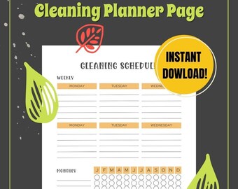 Schoonmaakchecklist | Afdrukbaar schoonmaakschema | Klusjesplanner | Wekelijkse maandelijkse schoonmaak | Voorjaarsschoonmaak | Opruimplanner