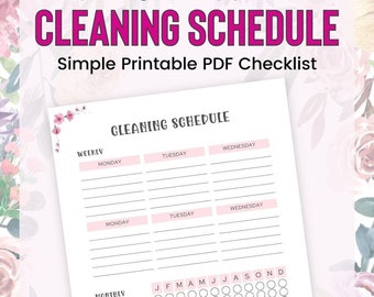 Cleaning Checklist | Printable Cleaning Schedule | Chore Planner | Weekly Monthly Cleaning | Spring Cleaning | Decluttering Planner