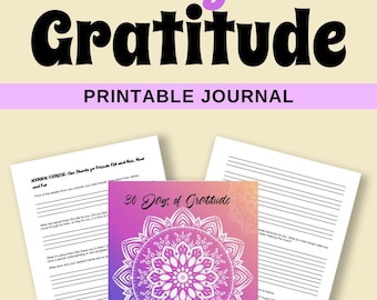 Gratitude Journal | 30 Days Of Gratitude Writing Pages with Prompts | Mandala Coloring Pages | 8.5x11 US Letter Printable PDF