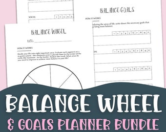 2024 Goal Planner Bundle | Printable Balance Wheel & Goals Planner | Printable Planner Pages | Undated Planner Inserts | Self Care Planner