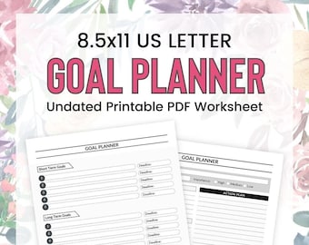 2023 Goal Planner | Undated Goal Setting Worksheet | Simple Action Plan Sheet | Planner Insert | 8.5x11 US Letter PDF Printable Pages
