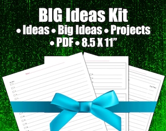 Big Ideas Kit, Printable Planner Worksheets, Business Notebook, Productivity, Marketing, Planning, 8X11, ARC Binder, 3 Ring Binder, DIY