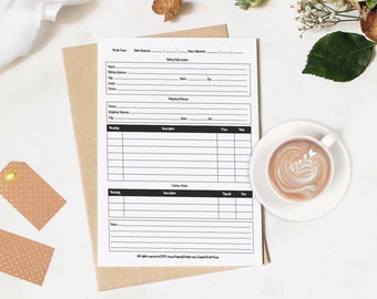 Order Form For Creative Products Companies | Custom Business Forms, For Artists Makers, Printable Planner, 8.5X11, Track custom orders