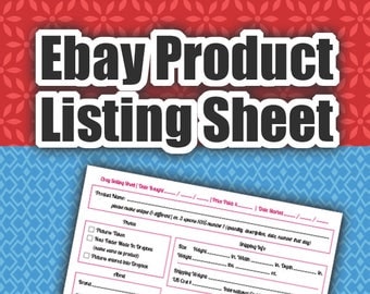 Ebay Products Listing Sheet | 2 Versions Evernote & Dropbox, Ebay Seller, Form, Listing Template, Ebay Template, Seller Tools, PDF Printable