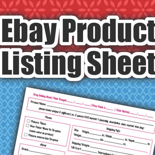 Ebay Products Listing Sheet 2 Versions Evernote & Dropbox Etsy