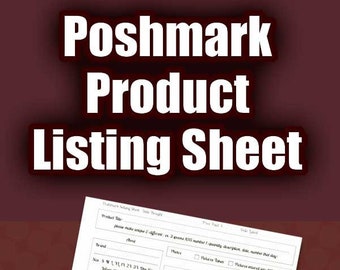Poshmark Products Listing Sheet | Poshmark Seller, Form, Listing Template, Poshmark Template, Inventory, Seller Tools, PDF Printable