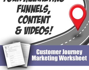 Customer Journey Marketing Worksheet, For Bloggers, Video Makers, Small Business Marketing Worksheets, Marketing Planning, Bonus Video