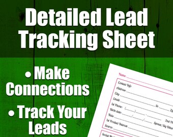 Lead Tracking Sheet | Followup Worksheet for All Your Leads! Printable Page, Business Development Form, Small Business, PDF Instant Download