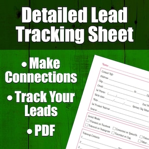 Lead Tracking Sheet Followup Worksheet for All Your Leads Printable Page, Business Development Form, Small Business, PDF Instant Download image 1