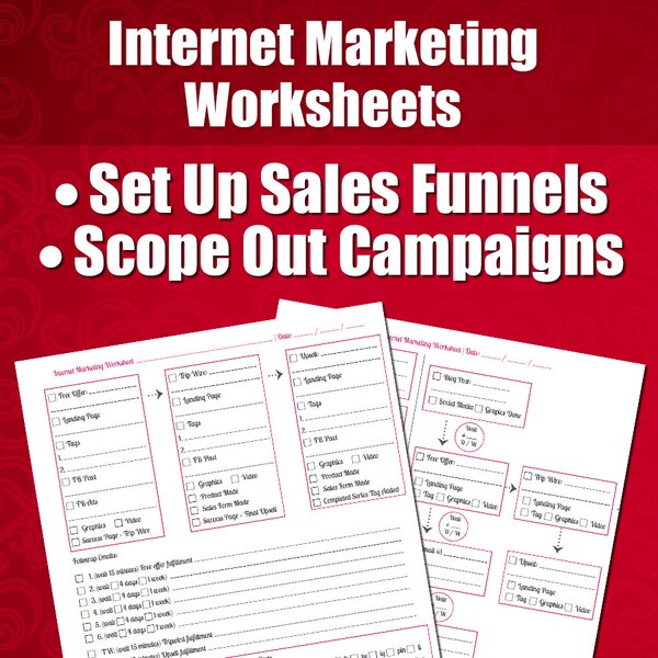 Internet Marketing Worksheets | Great For Bloggers, Email Marketing, Sales Funnel, Email Autoresponders, Blogging, Blog, Blogger