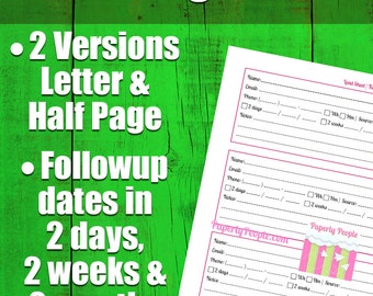 lead tracking sheet etsy