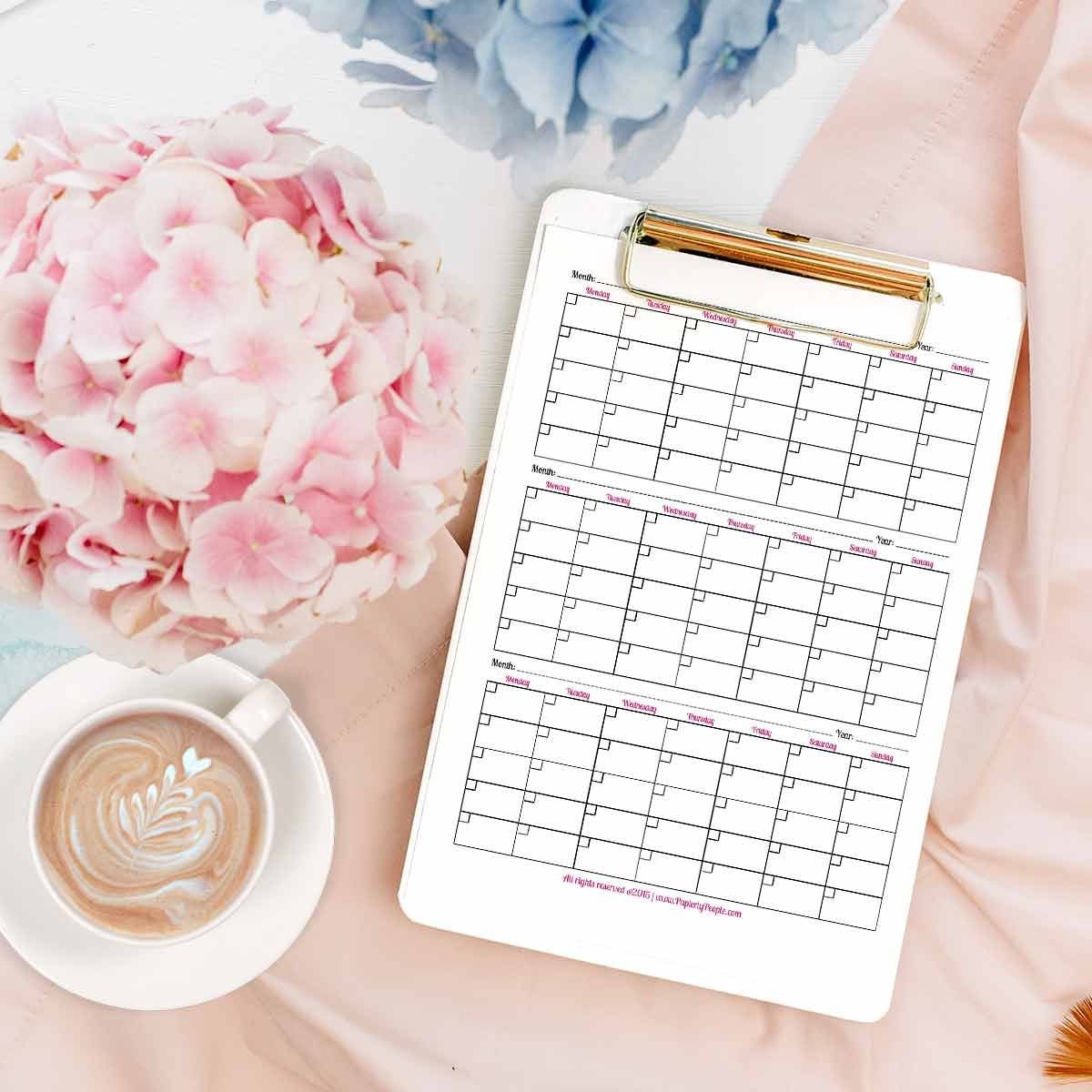 Printable 8.5X11 Calendar Blank calendar printable page, Ready to
