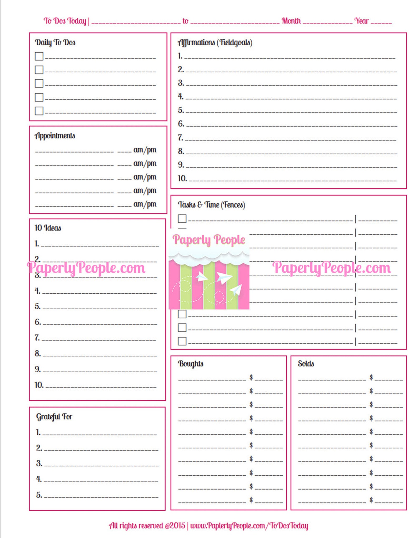 Printable Daily Planner Pages, DIY Day Planner, to Do List, Daily