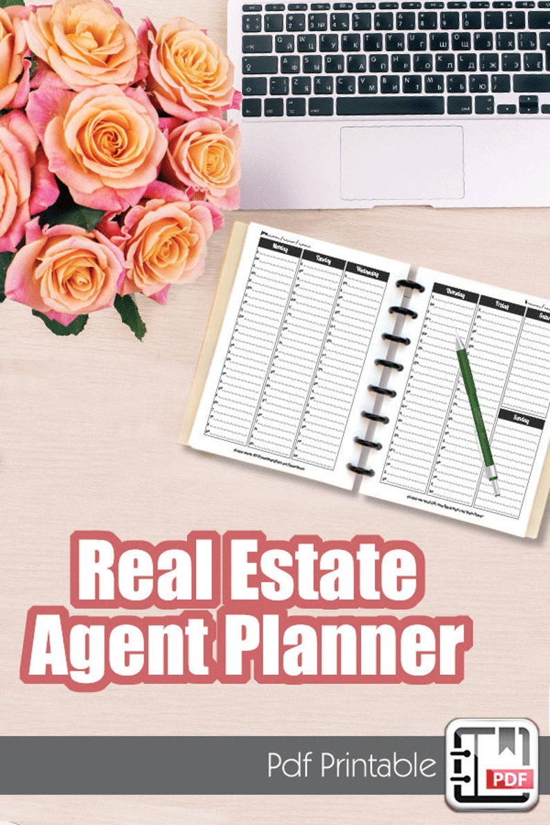 Real Estate Agent Planner, Agenda Calendar, Goal Setting, Printable PDF Business Planners, Daily Weekly Inserts Organizer Checklist Planning zdjęcie 10