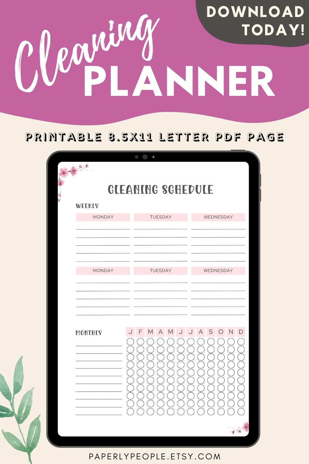 Cleaning Checklist | Printable Cleaning Schedule | Chore Planner ...