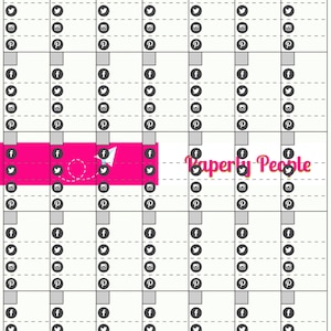 May include: A printable social media calendar with a pink and white background. The calendar is divided into seven days of the week: Monday, Tuesday, Wednesday, Thursday, Friday, Saturday, and Sunday. Each day has a column with spaces for posting on Facebook, Twitter, Instagram, and Pinterest. The calendar is titled "Etsy Social Calendar".