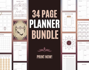 Planificador imprimible / Planificador sin fecha y seguimiento / PDF imprimible de 8,5 x 11 / Estética gótica