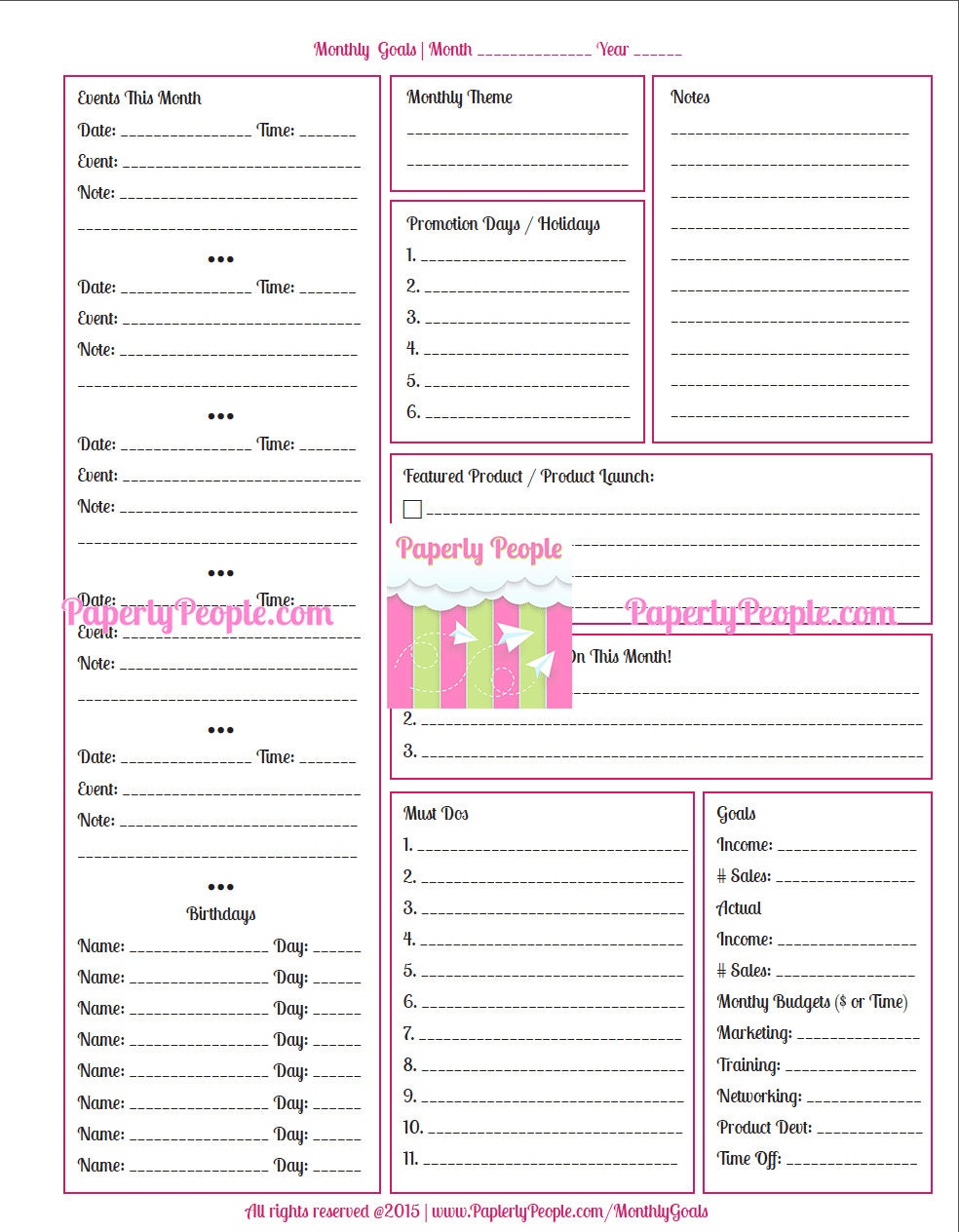 Business Calendar Kit, Get All 3 Printable Planner Pages, Daily, Weekly ...