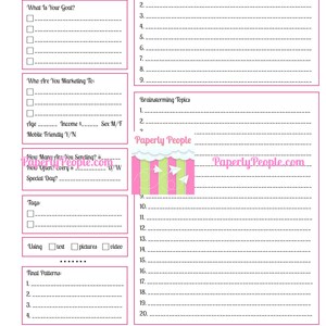 May include: A pink and green printable worksheet with the title "Email Marketing Campaign" and the text "Paperly People.com". The worksheet is designed to help users plan and organize their email marketing campaigns.