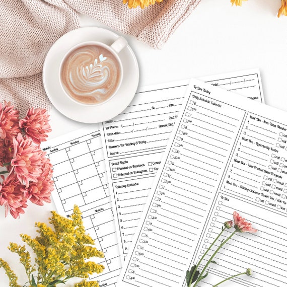 Direct Sales Planner, MLM Party Plan Planners, Network Marketing, Business Marketing Planning, Printable Inserts, Letter Sized 8.5X11