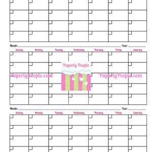 3 Month Calendar Printable Planner Sheets, 8.5X11 Letter Sized, Great For ARC or 3 Ring Binder, DIY Printing, Business, Entrepreneur image 3