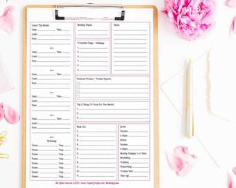 Monthly Business Goals Printable Planner Sheet, ToDo List, Worksheet, Notebook, 8.5X11, Letter Sized, ARC, Binder, Productivity