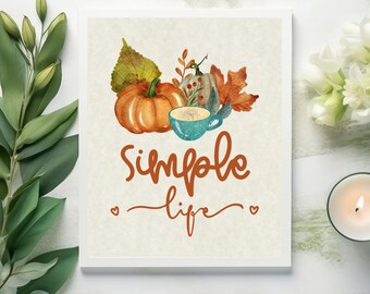 Arte de pared imprimible de vida sencilla / Decoración de otoño / Arte de café de moda / Decoración de temporada / Decoración del hogar de otoño / Arte de apartamento / Impresión de especias de calabaza