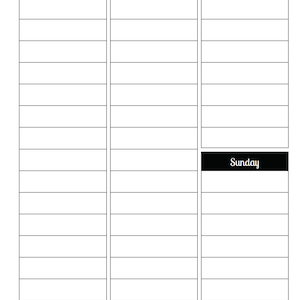 May include: A weekly planner with a white background and black grid lines. The days of the week are labeled at the top of each column: Thursday, Friday, Saturday, and Sunday. The planner includes horizontal lines for writing notes.