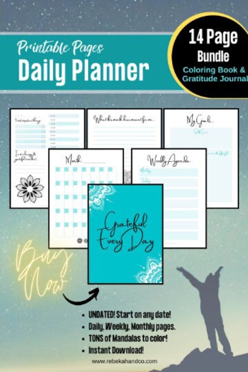 Planner Bundle | Printable Gratitude Journal | Mandala Coloring Pages ...