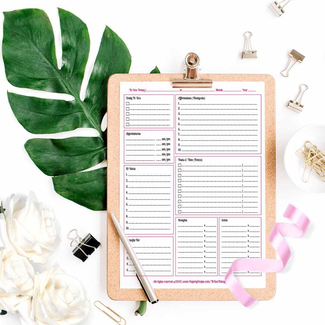 Printable Daily Planner Pages, DIY Day Planner, to Do List, Daily