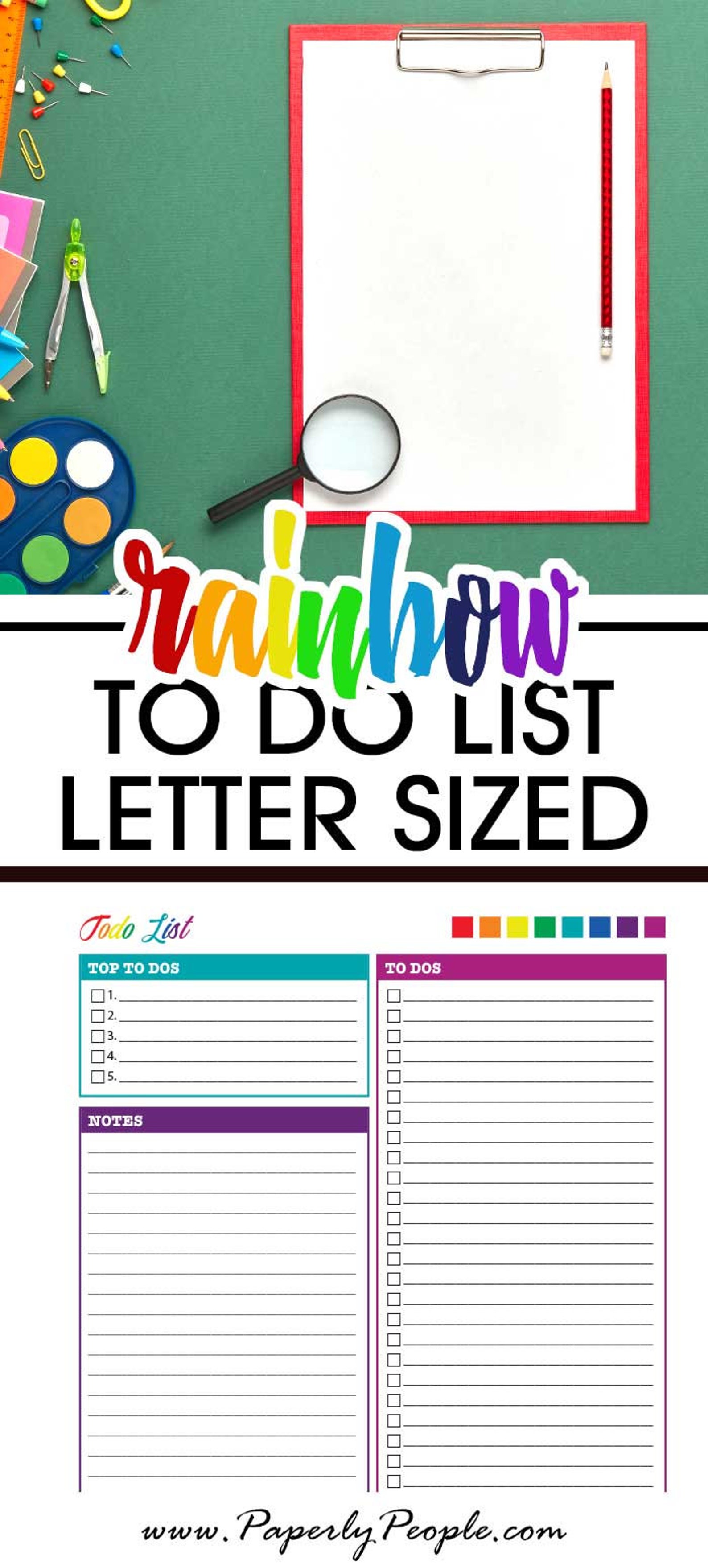 To Do List Rainbow Journal Printable to Do List Planner Page Task Notes ...