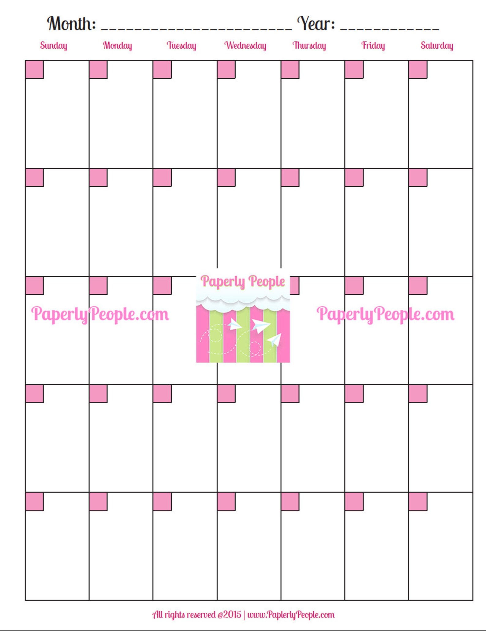 Monthly Calendar Page For Printable Planner 8.5X11 Letter | Etsy