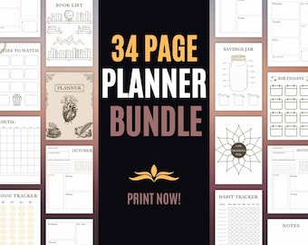 Planificador imprimible / Planificador sin fecha y seguimiento / PDF imprimible en formato carta de 8,5 x 11 / Poetcore Aesthetic