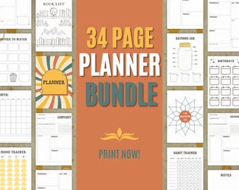 Planificador imprimible / Planificador sin fecha y seguimiento / PDF imprimible en formato carta de 8,5 x 11 / FunHaus Aesthetic