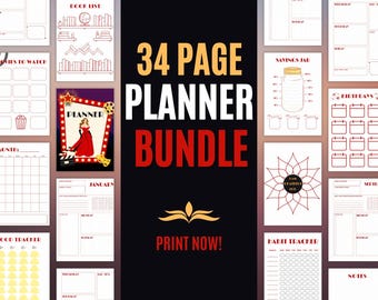 Planificador imprimible / Planificador sin fecha y seguimiento / PDF imprimible de 8,5 x 11 pulgadas / Estética glamurosa del viejo Hollywood