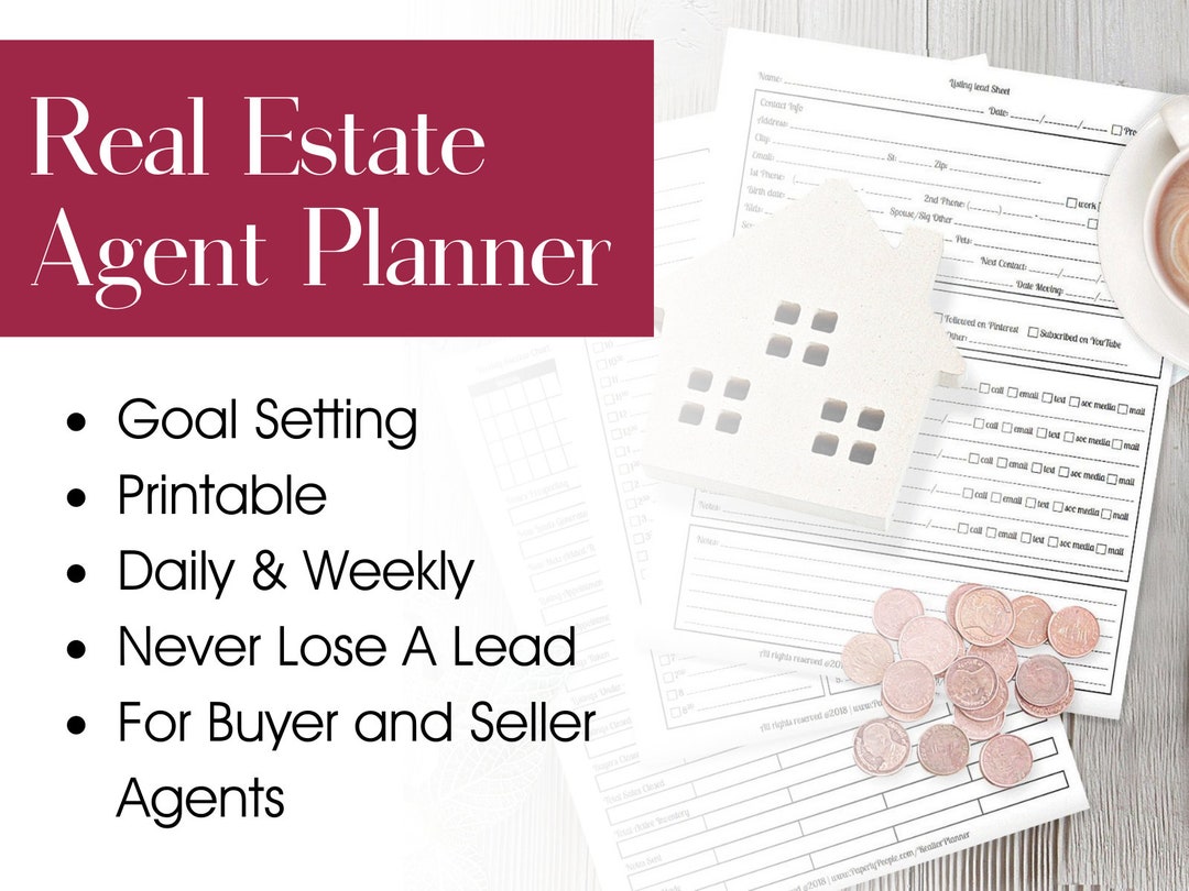 Real Estate Agent Planner, Agenda Calendar, Goal Setting, Printable PDF