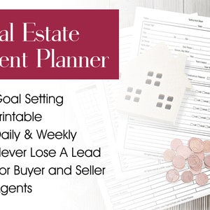 Real Estate Agent Planner, Agenda Calendar, Goal Setting, Printable PDF Business Planners, Daily Weekly Inserts Organizer Checklist Planning